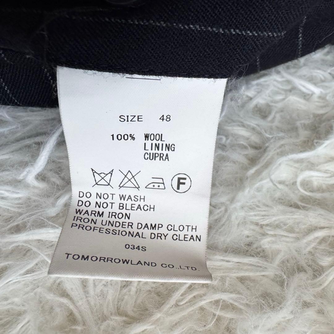 【トゥモローランド】スーツ　ストライプ NIKKE生地　紺色　48