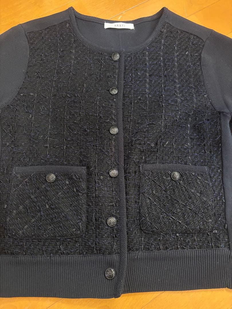 ツイードコンビカーディガン ネイビー サイズ38