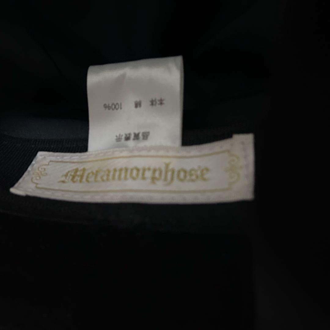 メタモルフォーゼ　別珍薔薇コサージュ付き帽子　ブラック