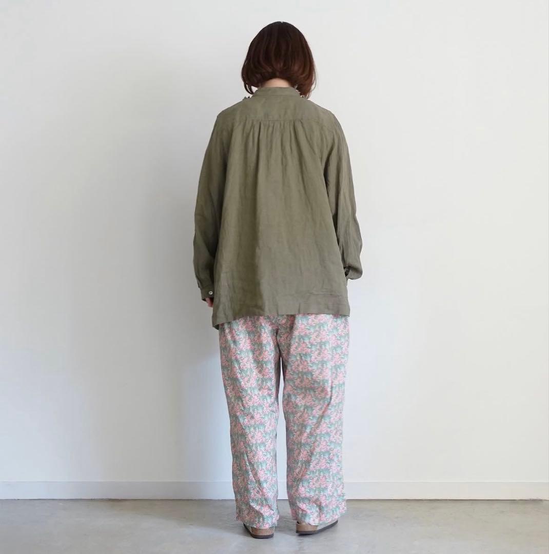 オンライン限定❣️ICHI Antiquites リネンフリルブラウス オリーブ