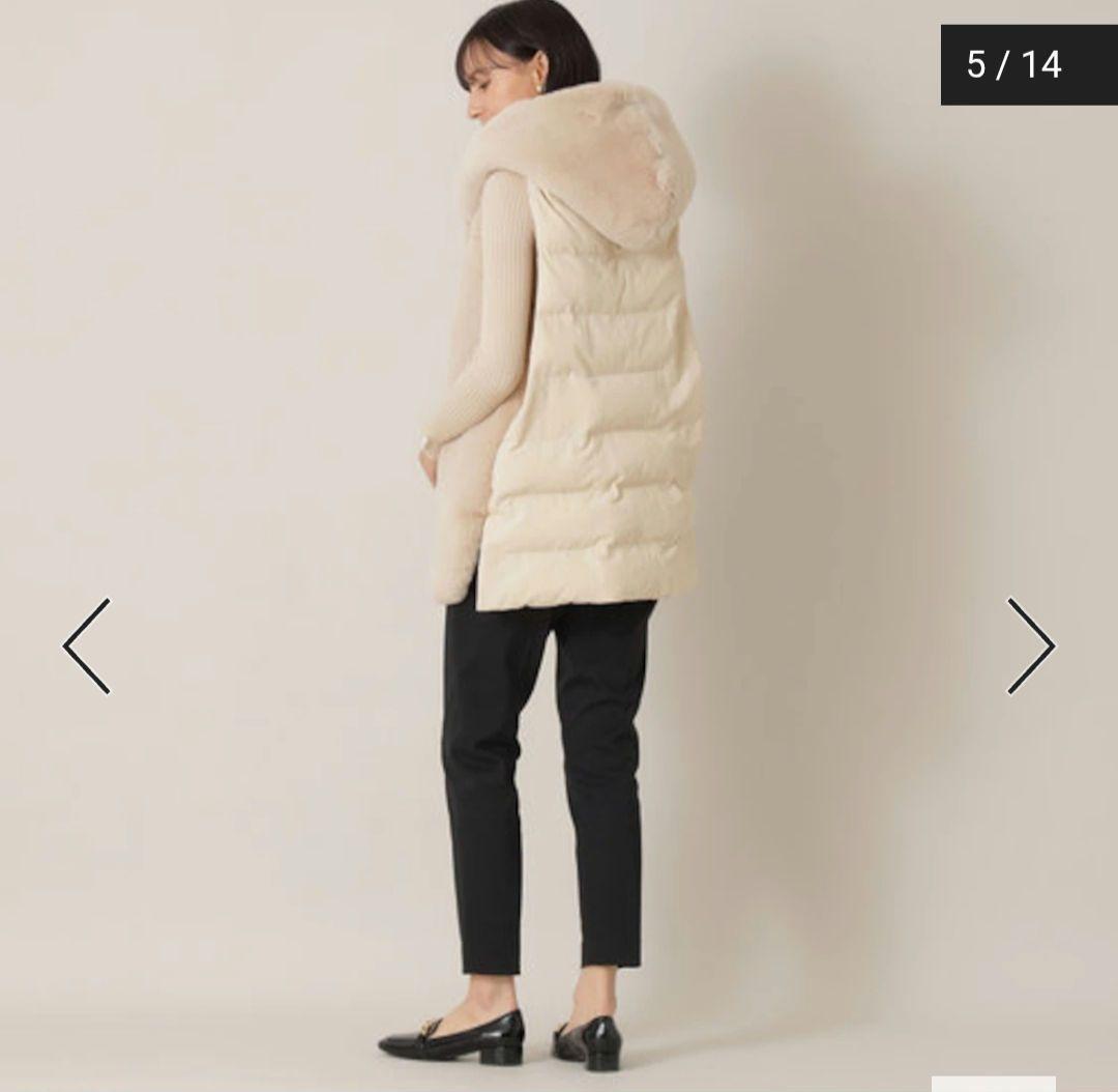 美品 EPOCA THE SHOP フェイク ファー フード 切り替え ベスト