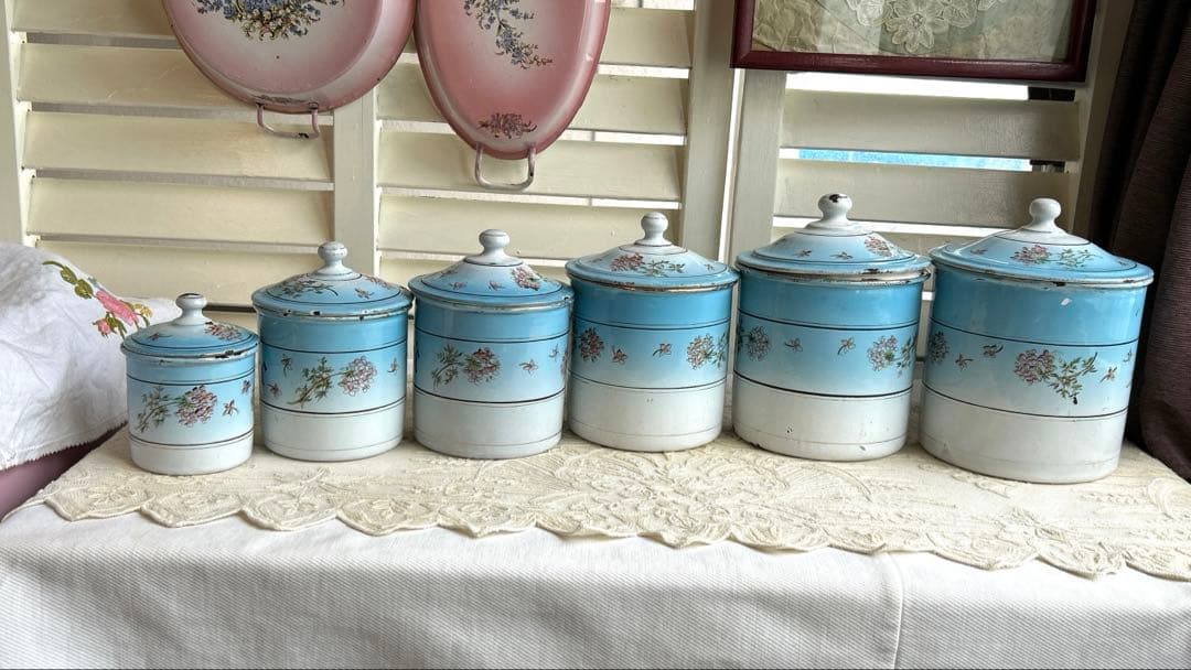 お値下げしました‼️ フランスアンティーク　ホーローキャニスター6 個set