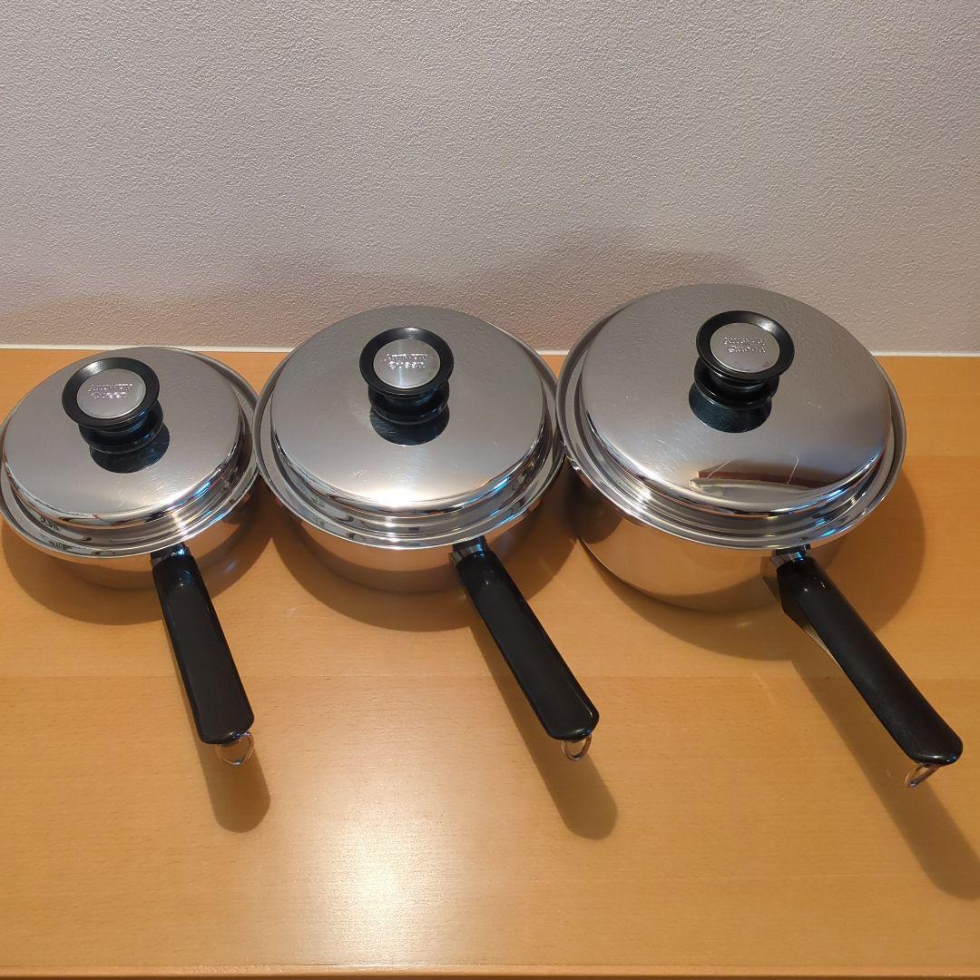 【みおんま】アムウェイ大中小ソースパン　ステンレス片手鍋3個セット