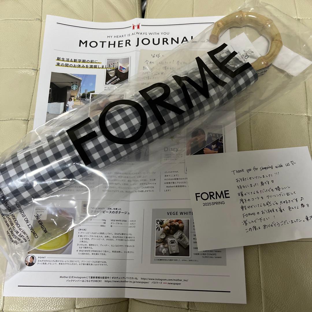 FORME 東原亜希 晴雨兼用折りたたみ　日傘 ブラック ギンガムチェック