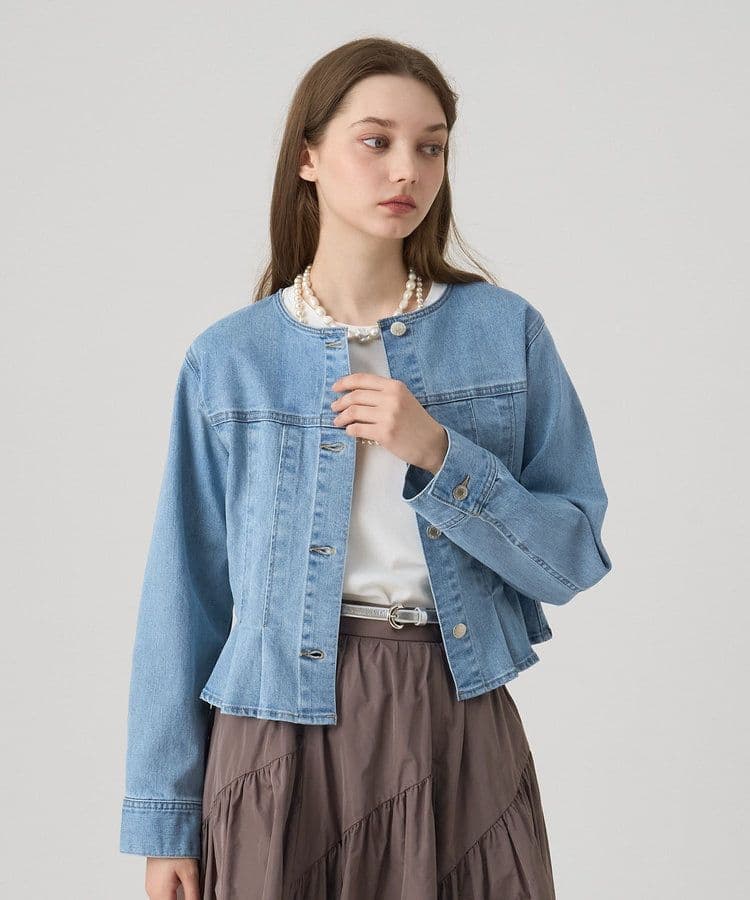 ANAYI ストレッチデニムノーカラー ジャケット サイズ38