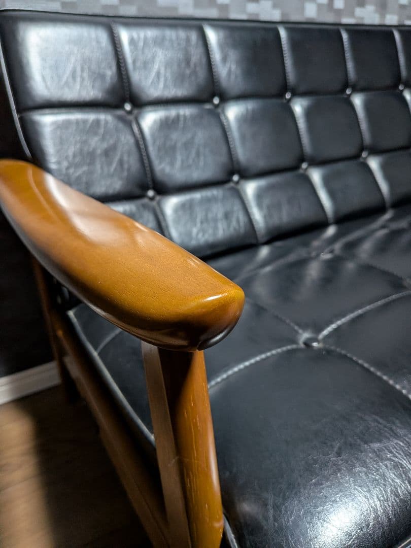 カリモク60 Kチェア 2シーター 2人用 黒 モダン