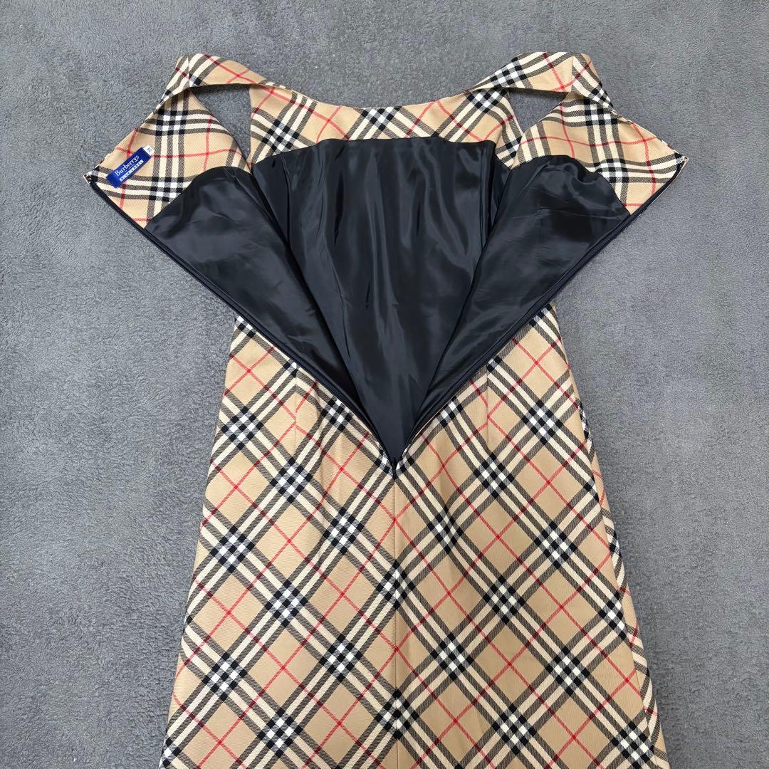 バーバリー ブルーレーベル ノバチェック ワンピース Aライン ウール100%
