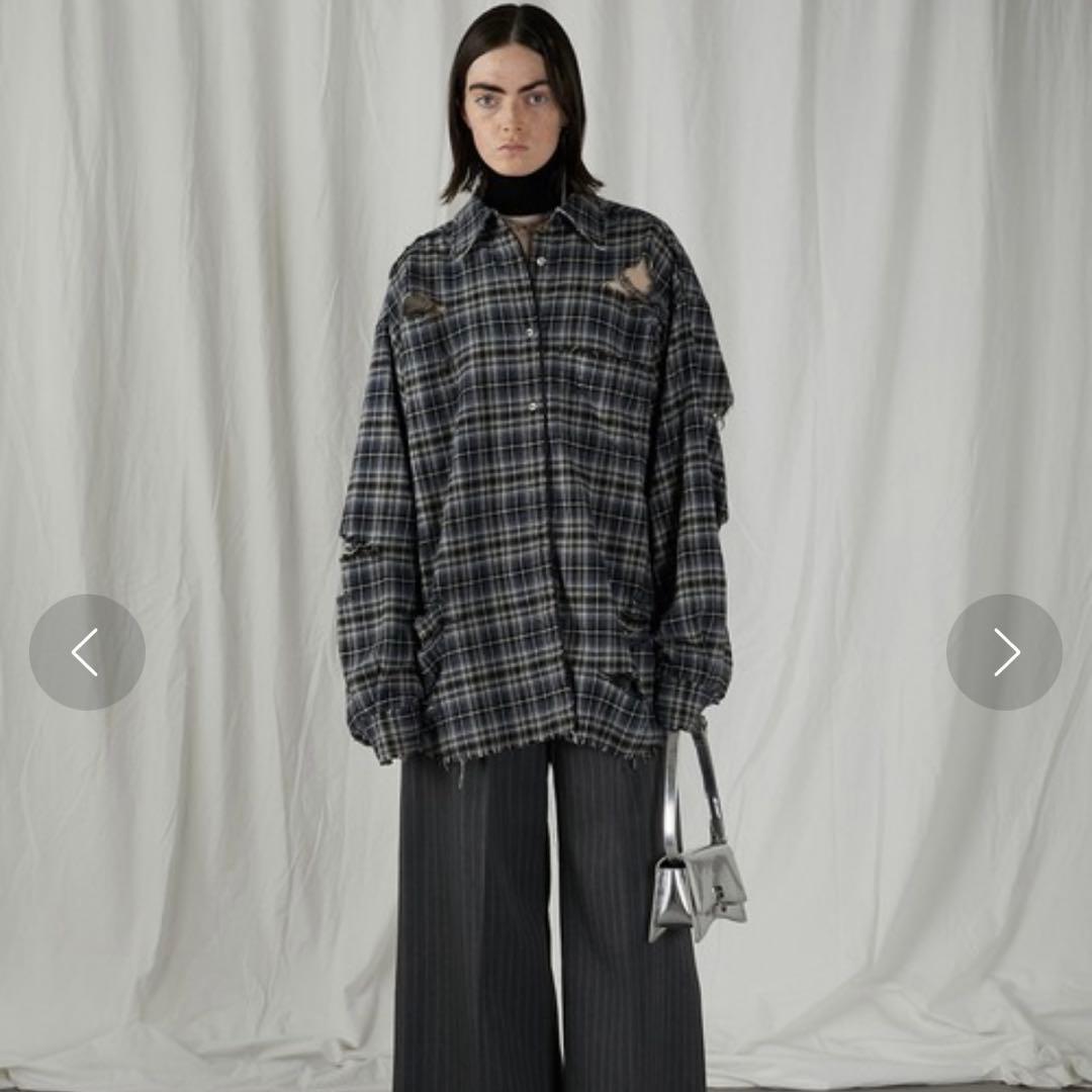 PRANK PROJECT ダメージチェックシャツ　ブルー