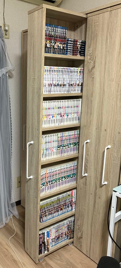 【漫画500冊以上収納可能】LOWYAすき間本棚　スライド棚 引き出し 3列