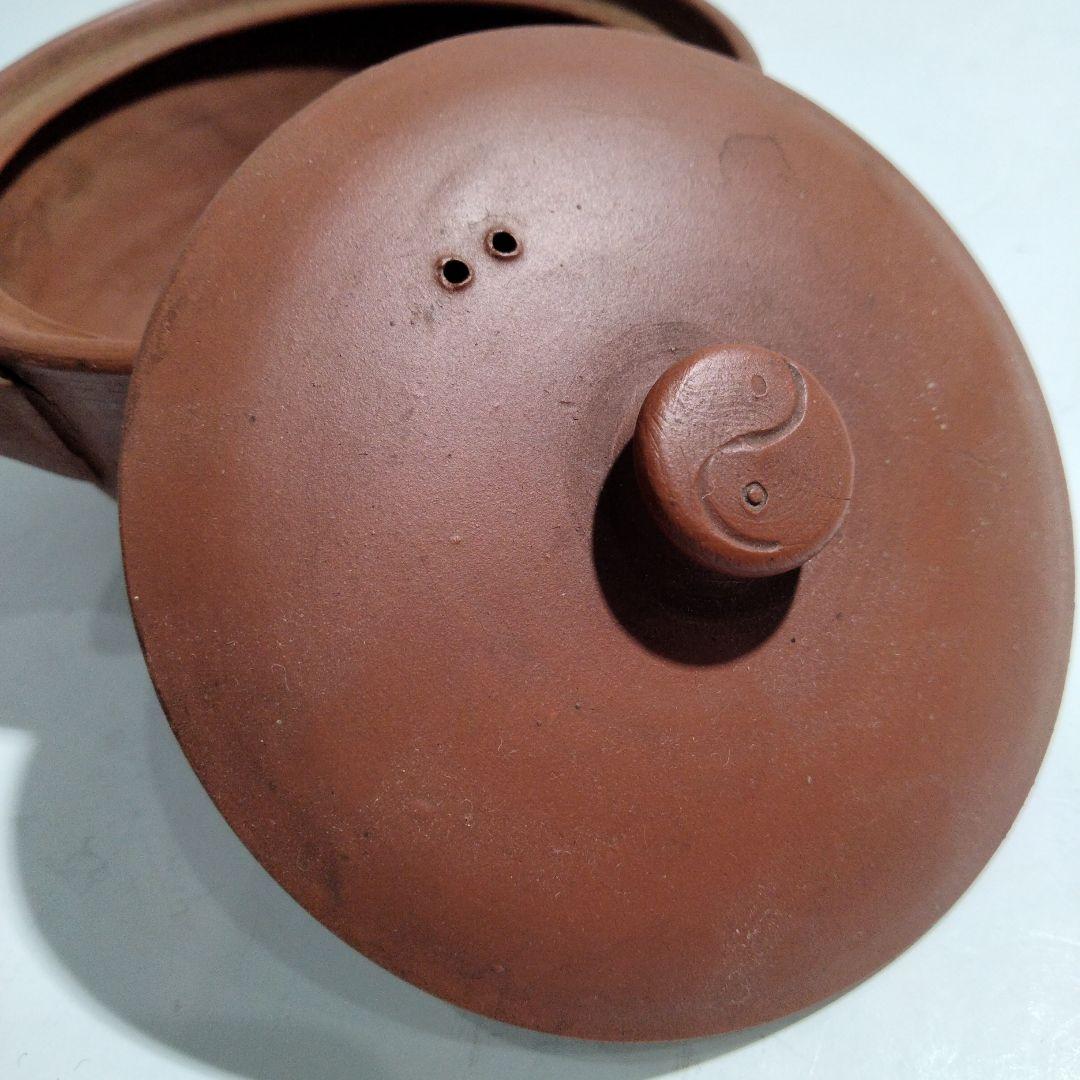 m240-4 中国古玩 時代唐物 朱泥 紫砂 太極図摘 宝瓶 急須 煎茶道具　D