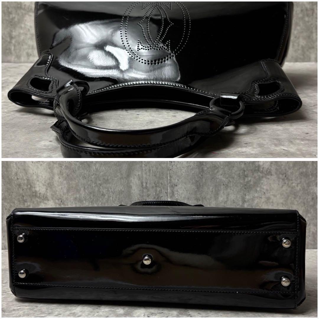 カルティエ レディース ハンドバッグ マルチェロ エナメル ブラック ギャラ付