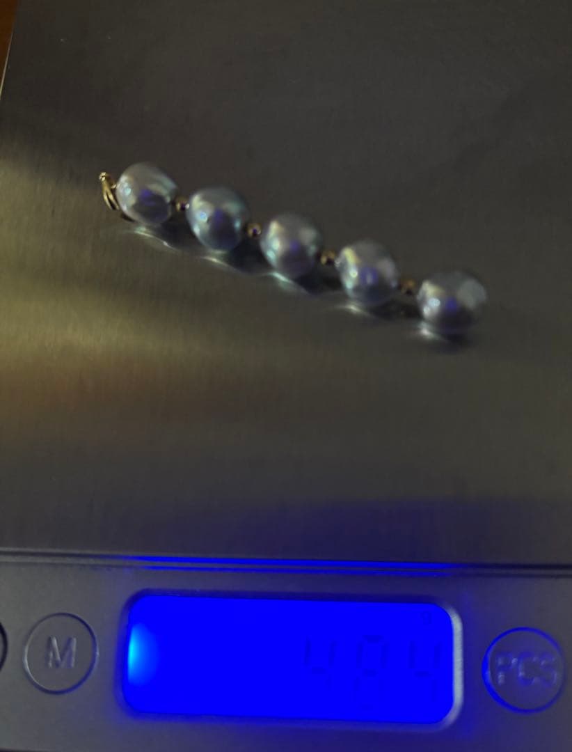 未使用 K18YG アコヤ真珠 マルチカラーバロック ペンダントトップ GSTV