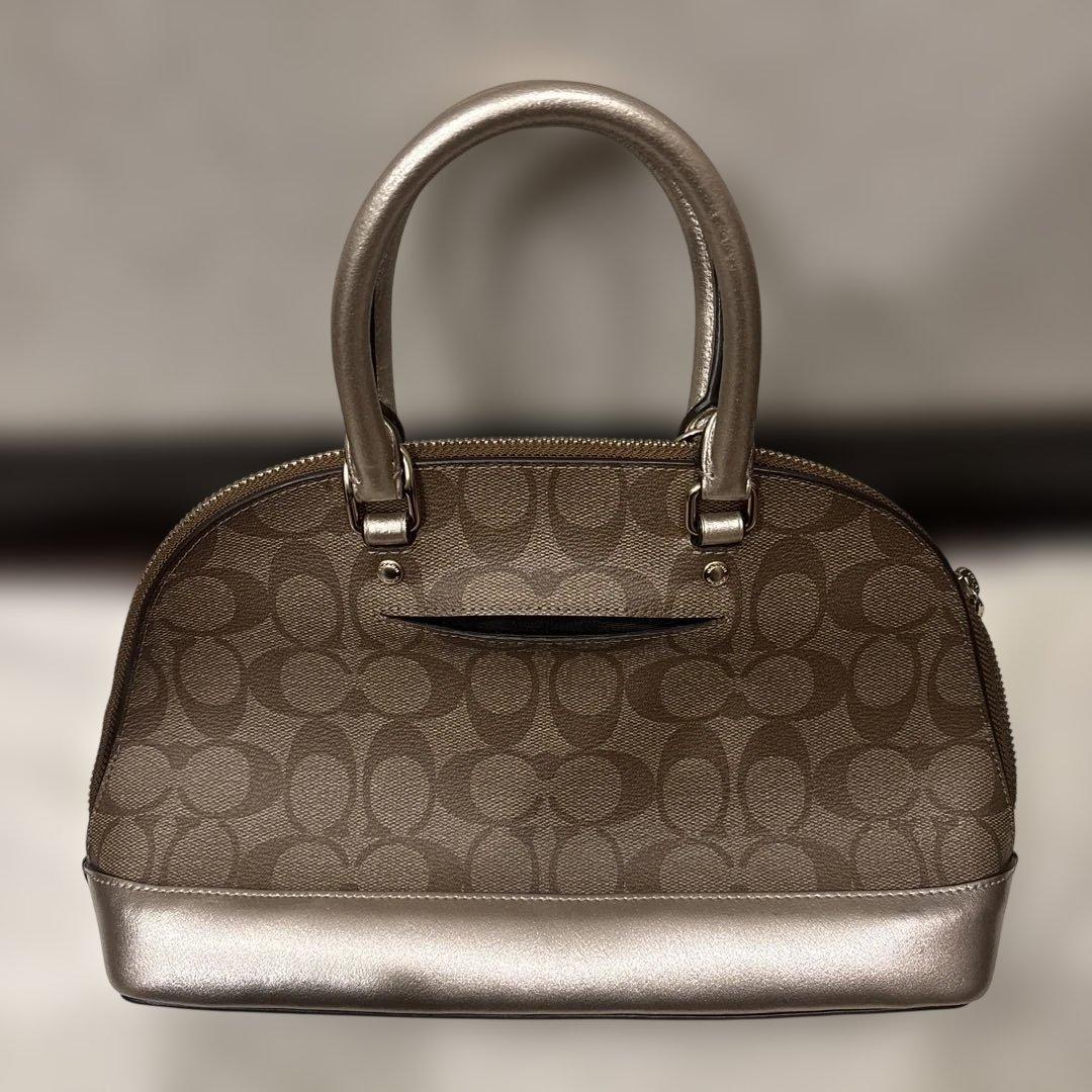 コーチ ハンドバッグ ブラウン シルバー ショルダー付き