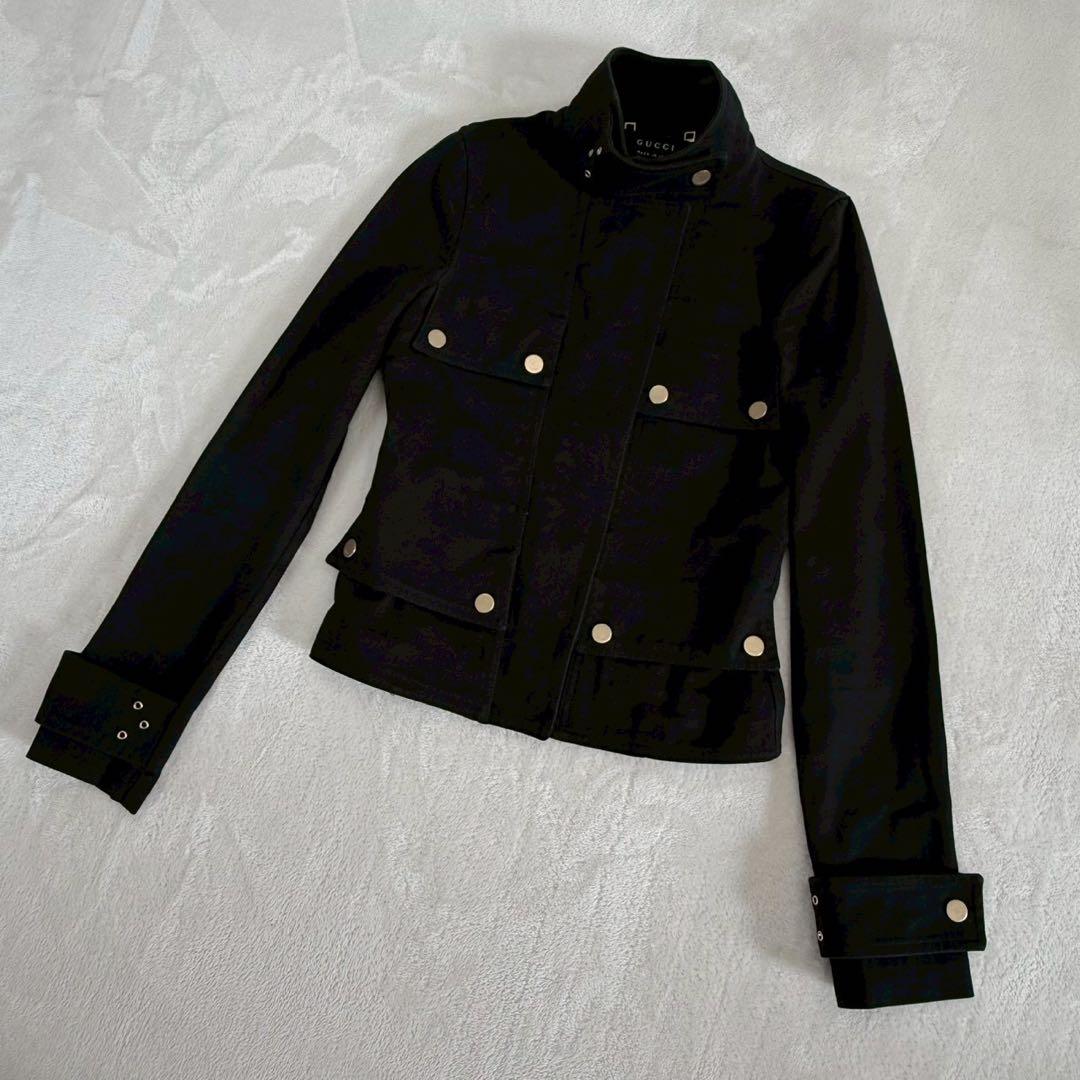 グッチ コットン デニム ジャケット 38 ブラック GUCCI