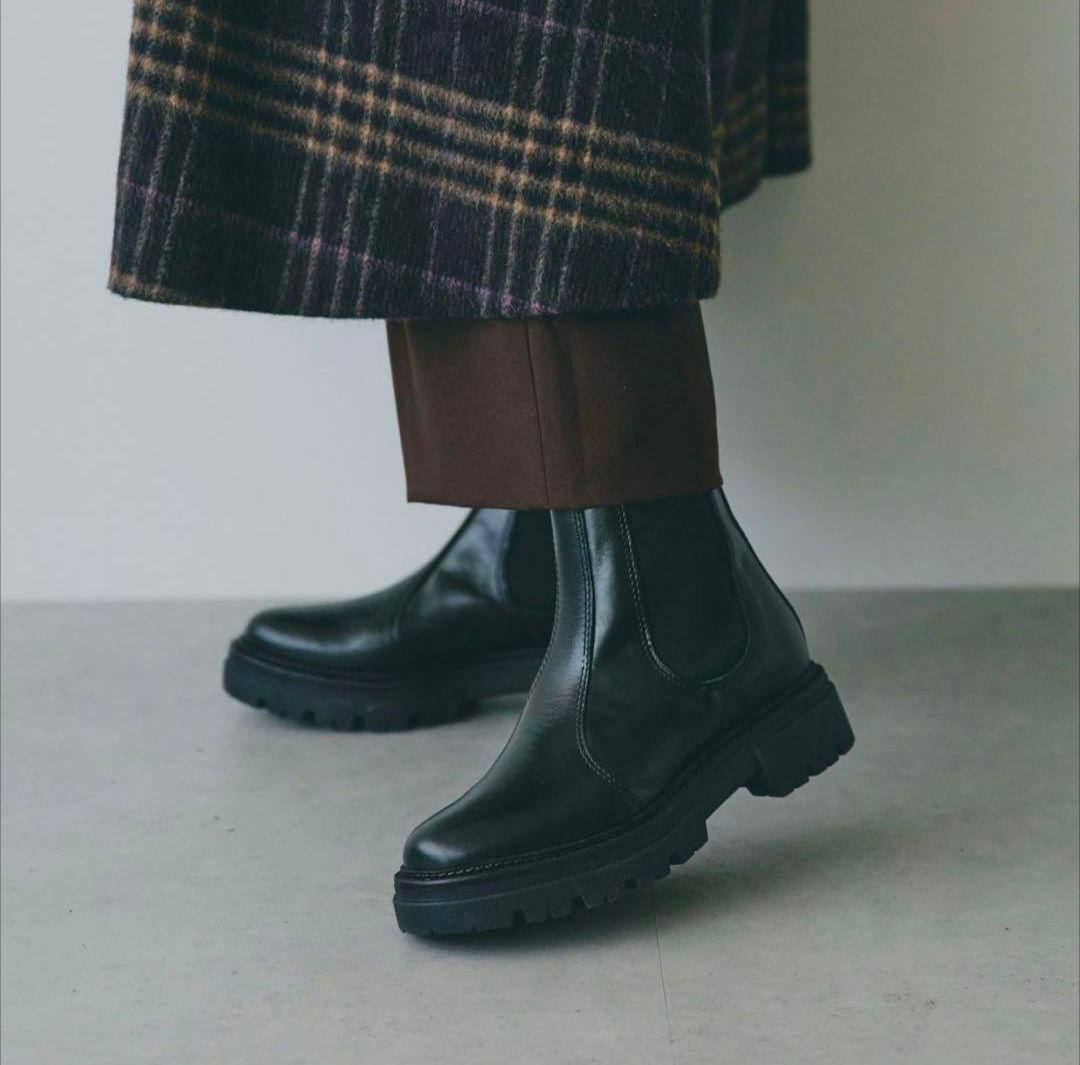 【良品】ENESS　エネス　サイドゴアブーツ　チェルシーブーツ　ブラック　35