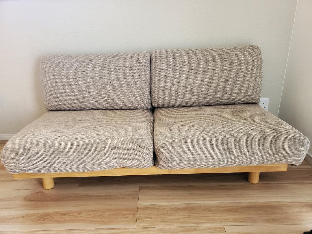 【デニデニ様】無印良品　ゆったり座れるアームレスソファ　２シーター　ベージュ