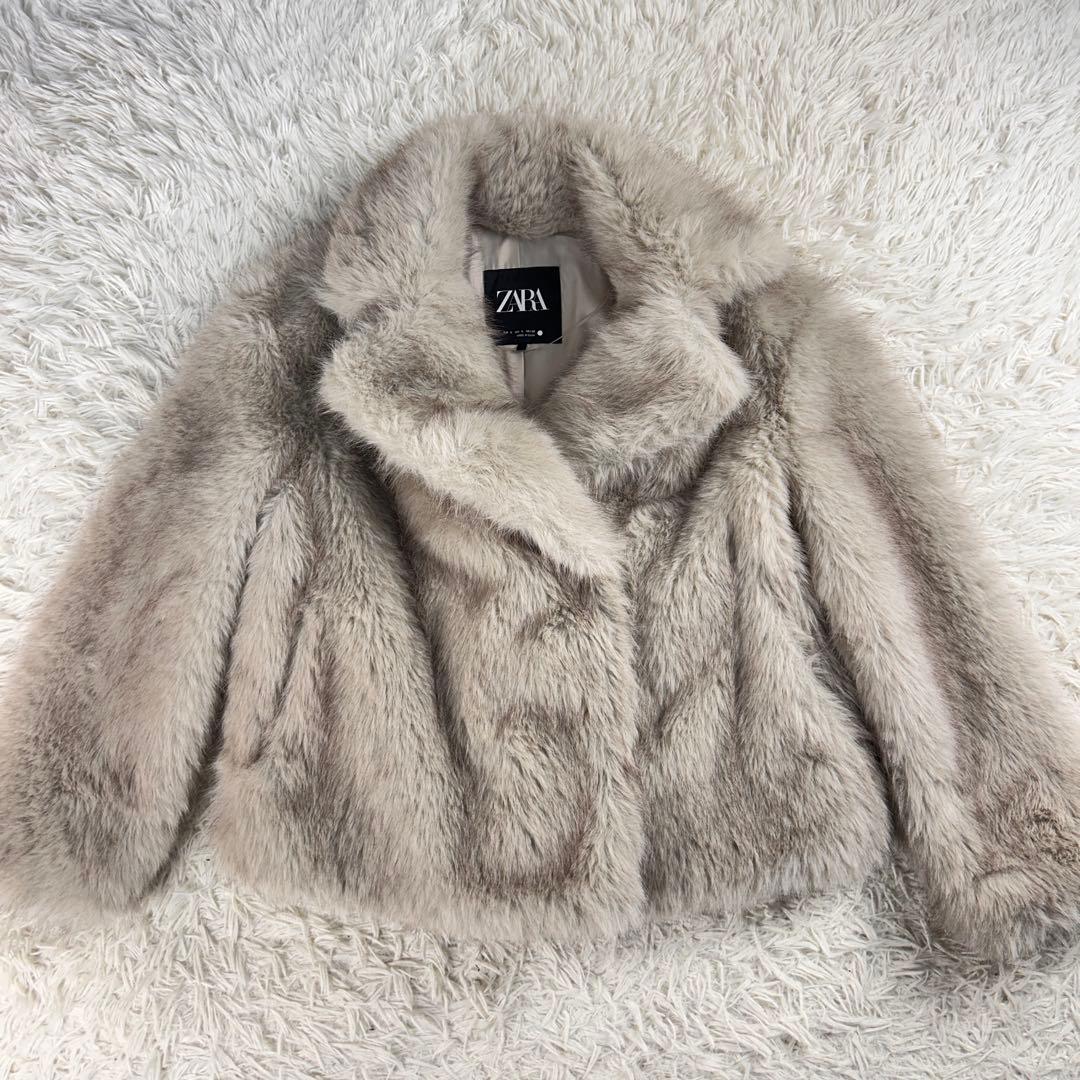ZARA ZW COLLECTIONフェイクファージャケット　モールグレー　S