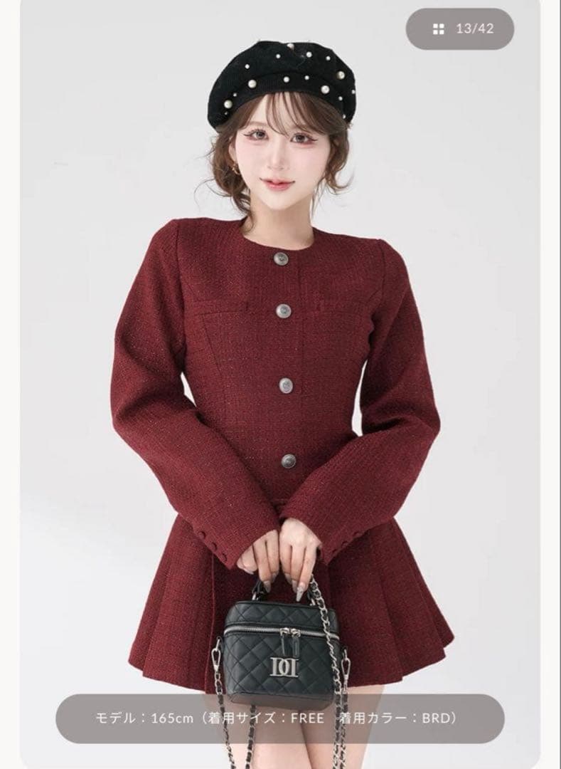 ダーリッチ Darichボックスプリーツツイードミニワンピース