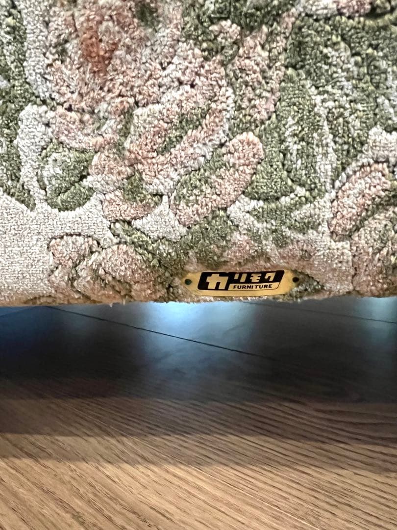 すずきさ！オールドカリモク 3Pソファ／花柄ファブリック／ヴィンテージ