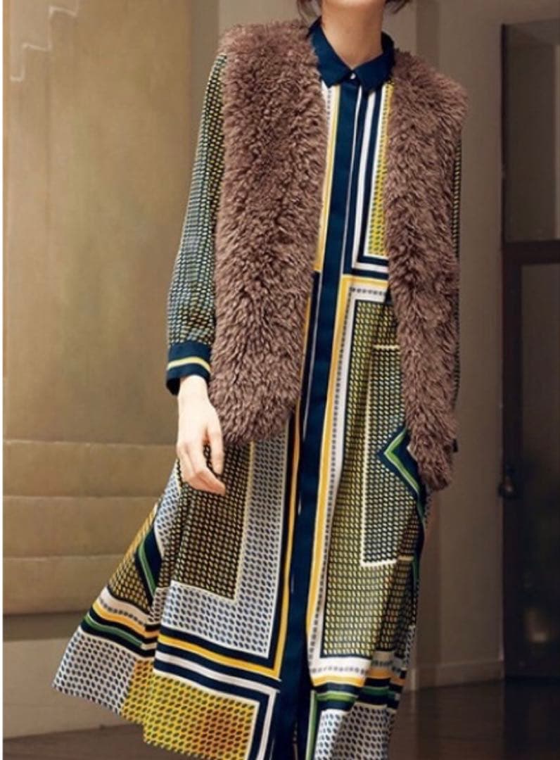 新品 HIROKO BIS ヒロコビス ジオメトリックプリントワンピース 11号