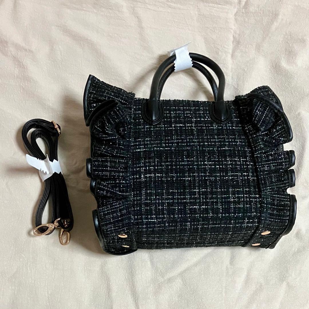 か*ぜ様 実物写真あり riridear ツイード痛バッグ 黒