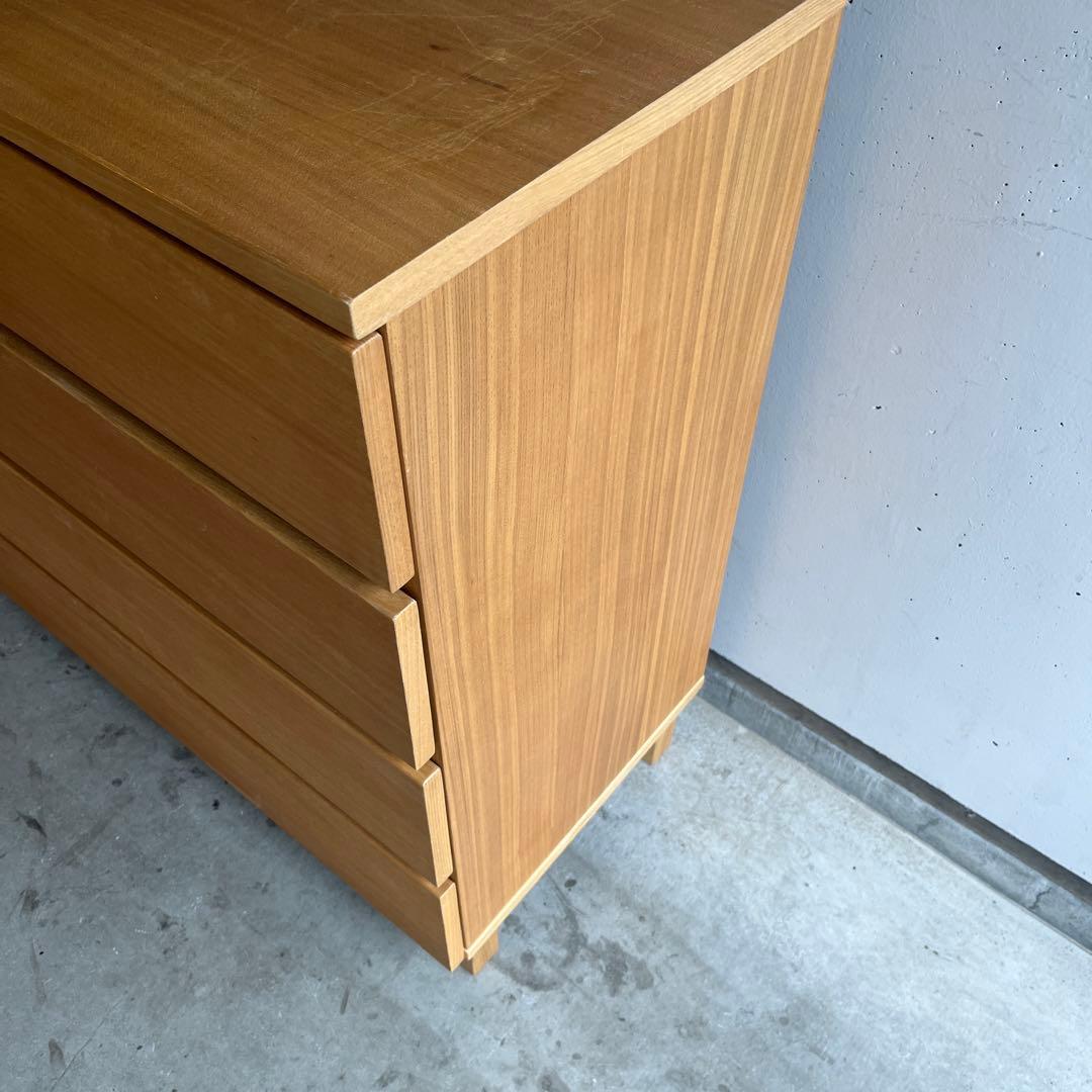 しばっこ★無印 木製チェスト・４段ワイド・タモ材 ナチュラル