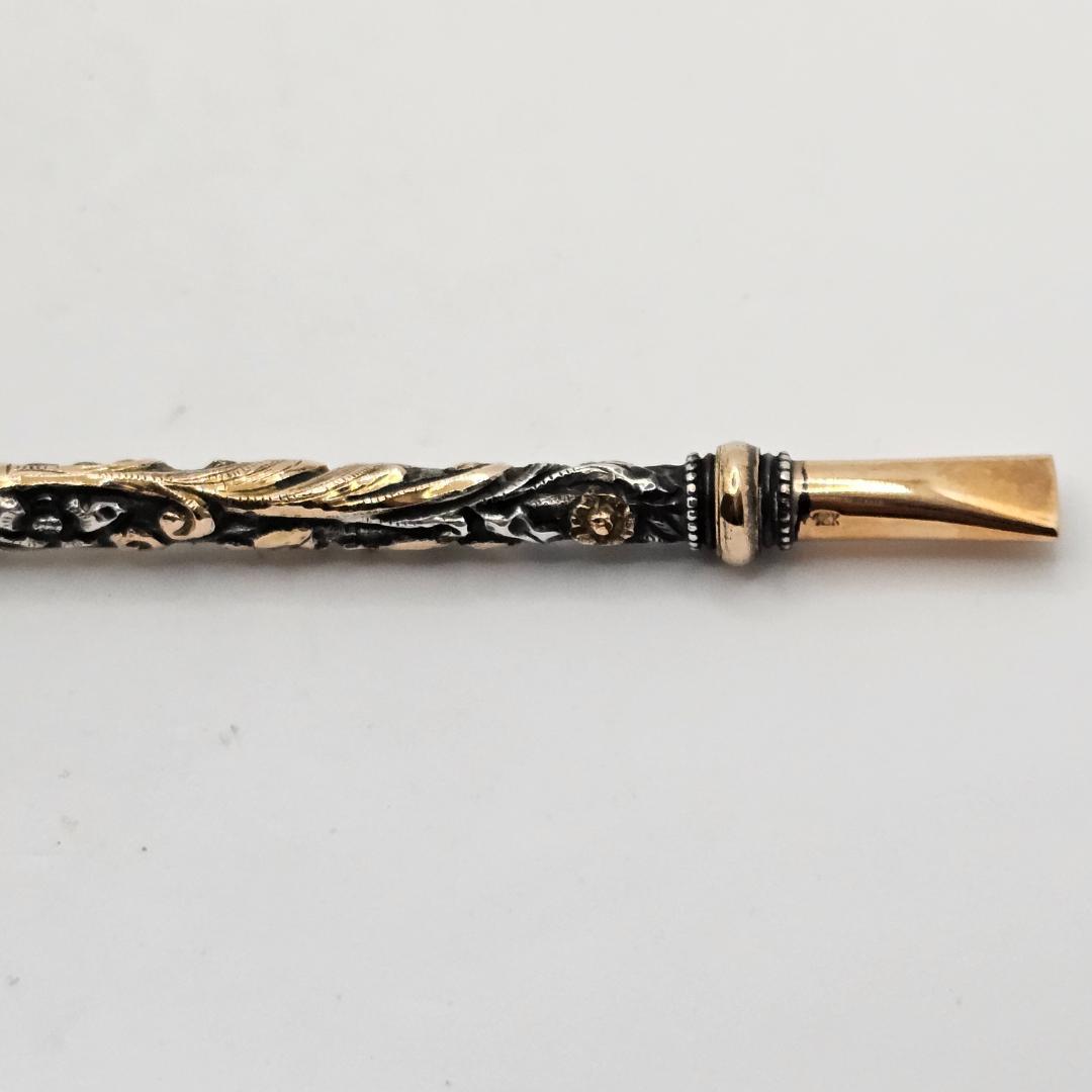 極上】アルゼンチン ボンビージャ 銀製 18K マテ茶ストロー 金装飾