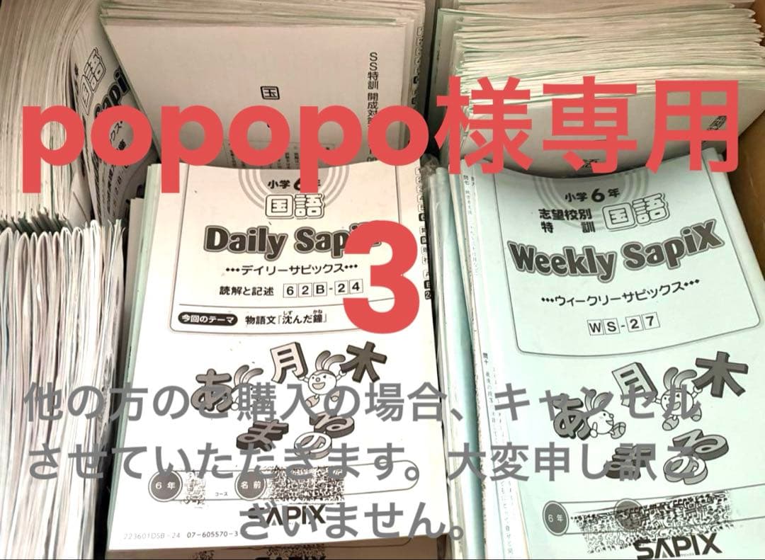 popopoSAPIX6年テキスト1年分理科