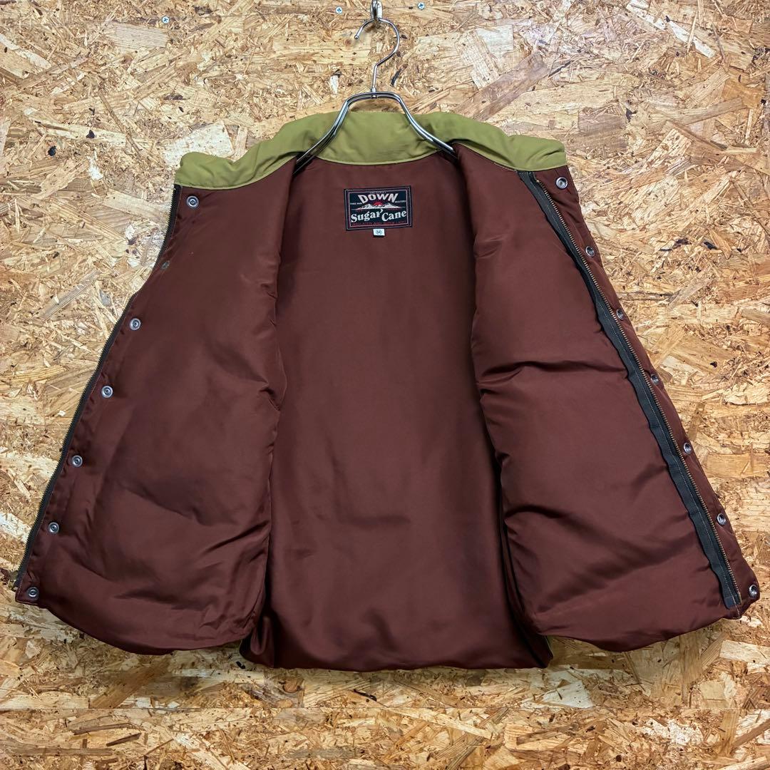 ★SUGAR CANE★ダウンベスト★革★サイズM★オリーブ×ブラウン★
