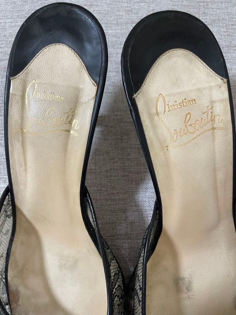 Christian Louboutin ブラック レース ミュール　38