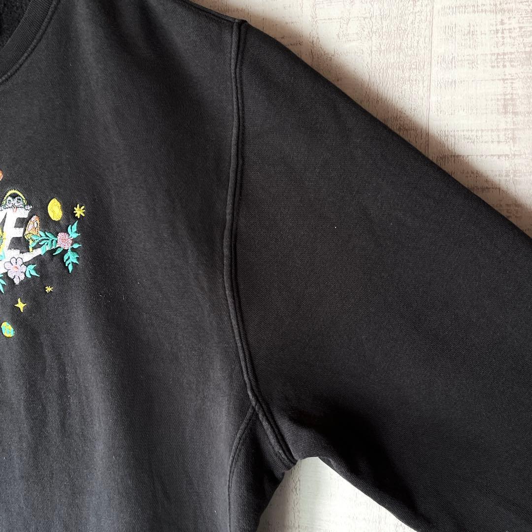 NIKE ナイキ 花柄 刺繍 スウェット トレーナー センターロゴ 黒 M