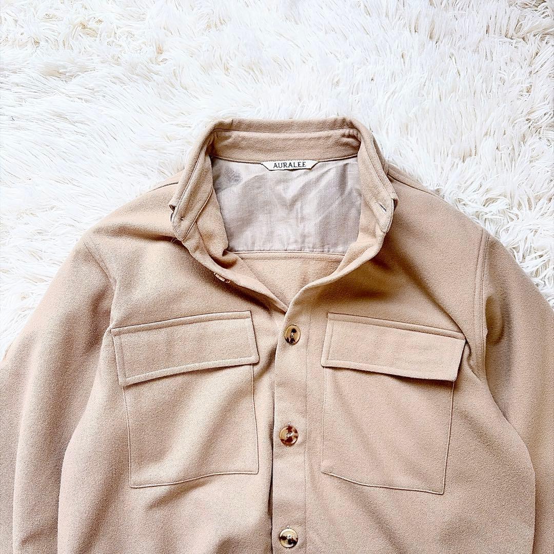 【美品】オーラリー　AURALEE ウール100%フランネルシャツ　ベージュ