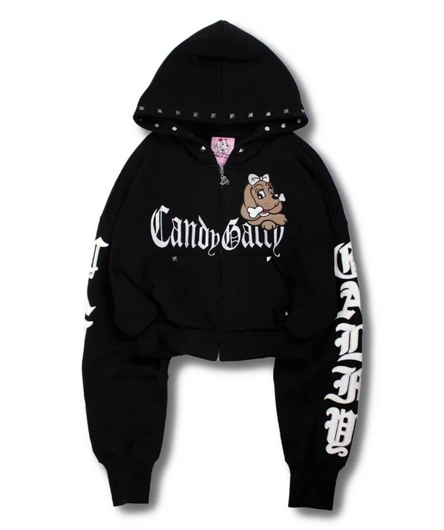 Galfy ブラック クロップドパーカー ガルフィー エンジェルパーカー