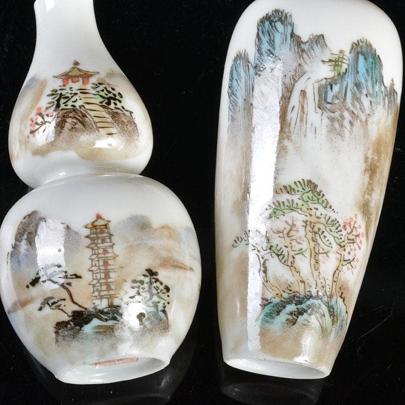 中国　景徳鎮製　薄胎粉彩　山水文　小瓶　5点　V　R4336