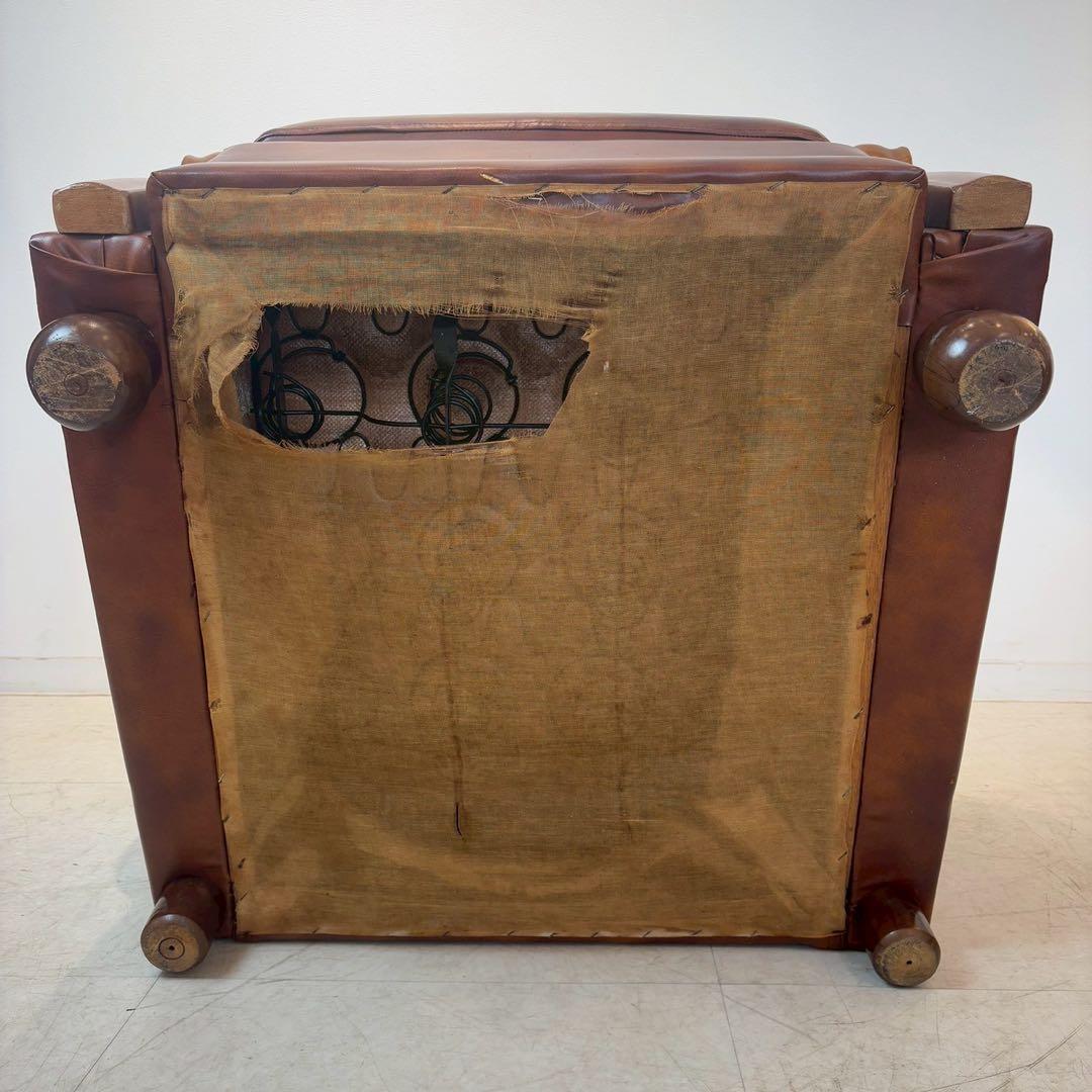 西洋アンティーク レザー 1人掛けソファ ロビーチェア 昭和レトロ 1/2