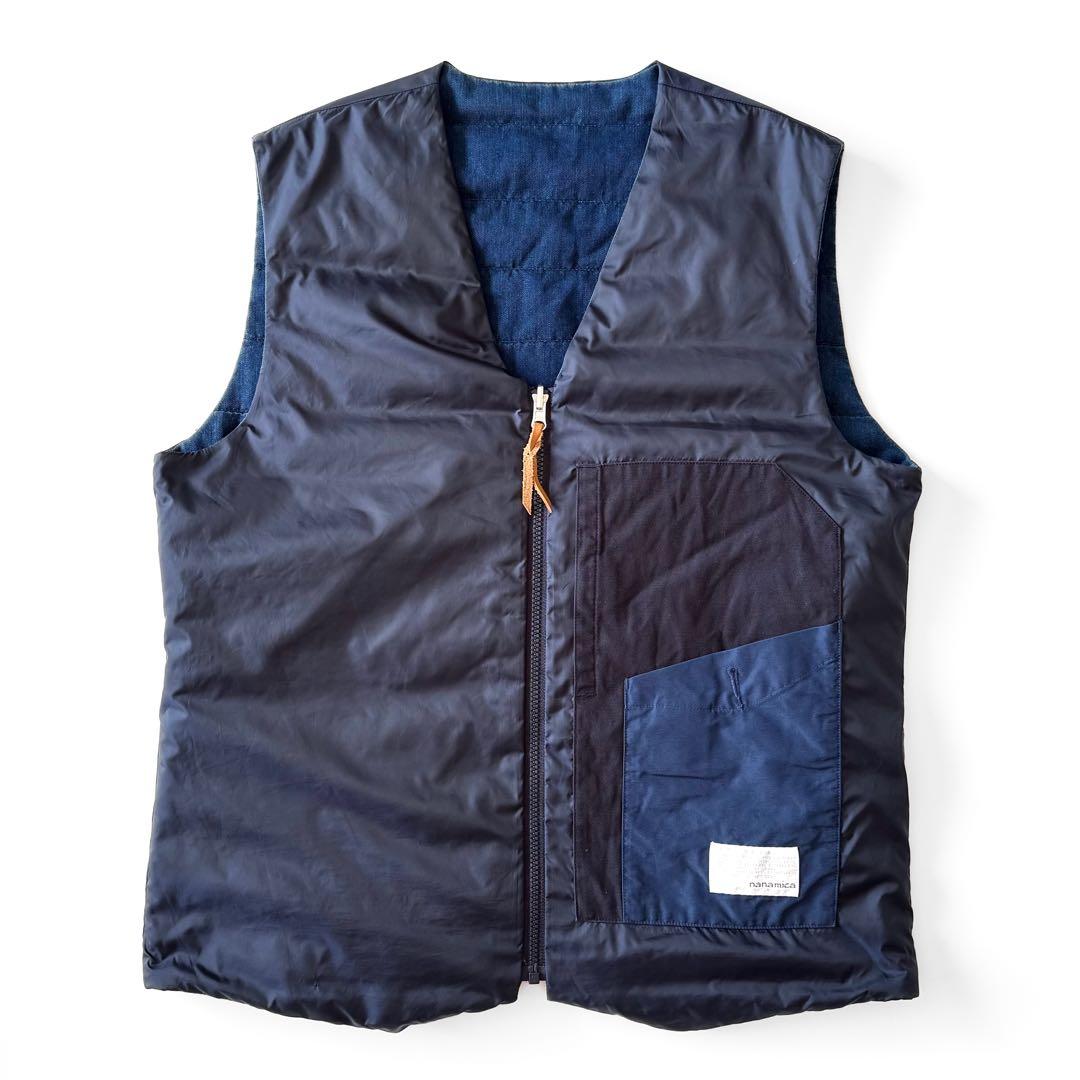 nanamica ナナミカ ダウンベスト インディゴ デニム リバーシブル 中綿