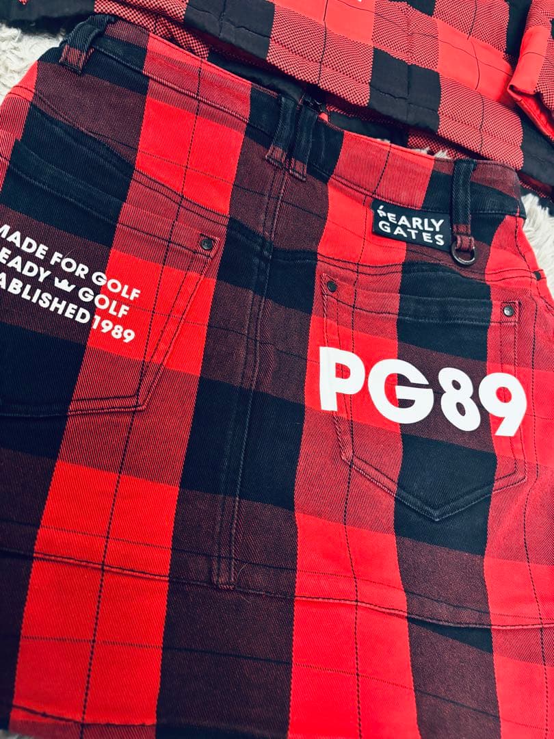 PEARLY GATES ゴルフウェアセット 赤黒チェック セットアップ
