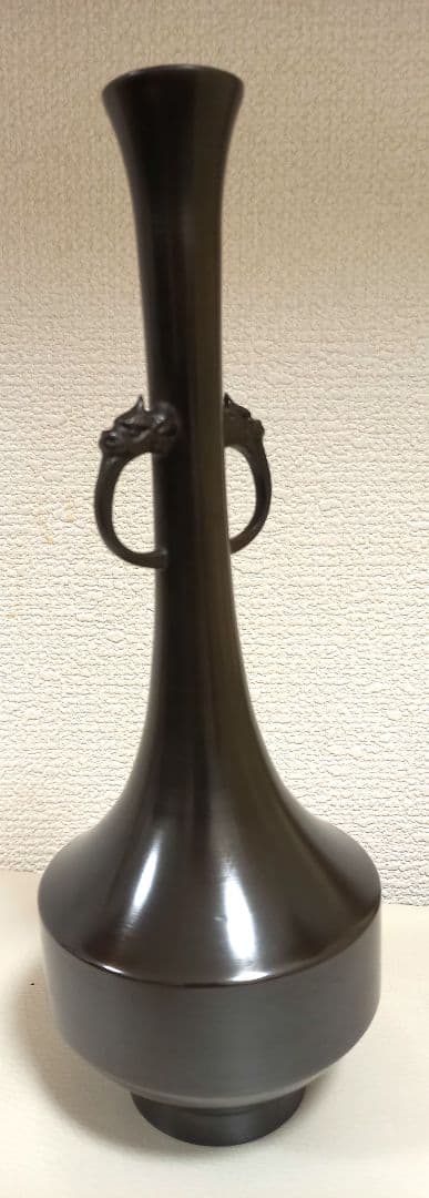 花入　唐銅　六弧耳付　金谷浄雲作