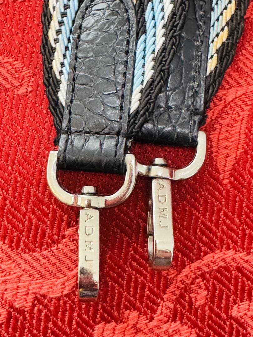 り*ん様 美品✨ADMJ　イタリアンテープショルダーストラップ　黒×ブルー　通常