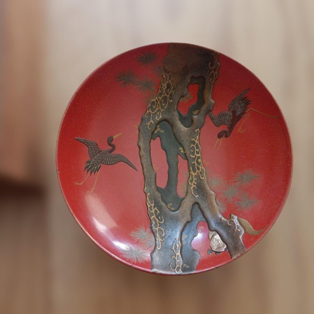 松鶴蒔絵盃 松林斎作 江戸時代