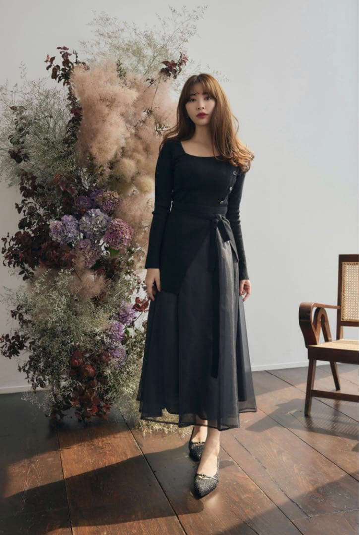 ワンピース Rib Knit Tule Skirt Set