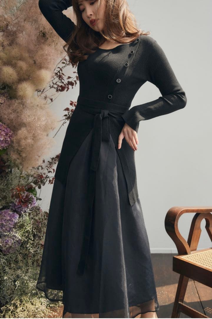 ワンピース Rib Knit Tule Skirt Set