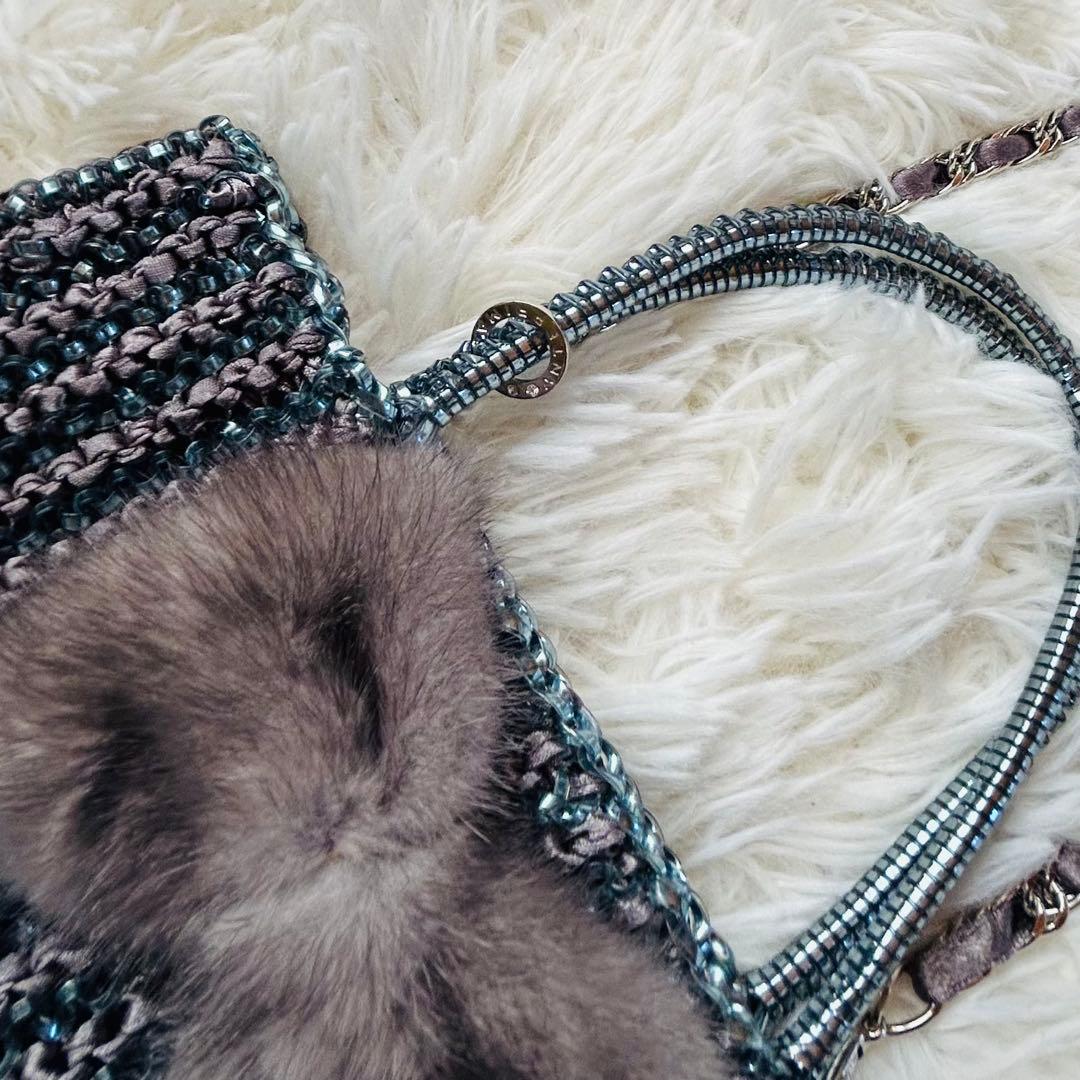 可愛い★アンテプリマ　ワイヤーポシェット　ファーリボン付き