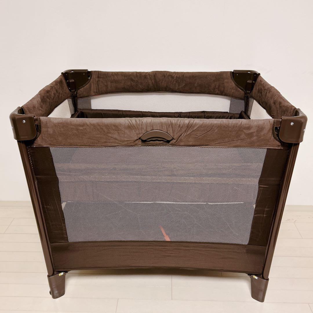 【美品】Aprica アップリカ ココネルエアープラス　ブラウン　ベビーベッド