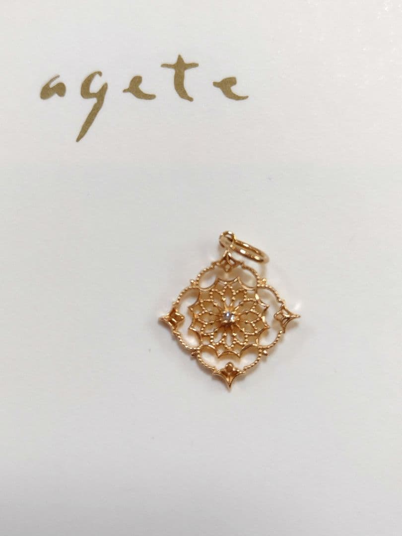 販売証明書有り☆agete K10 ダイヤモンドチャーム