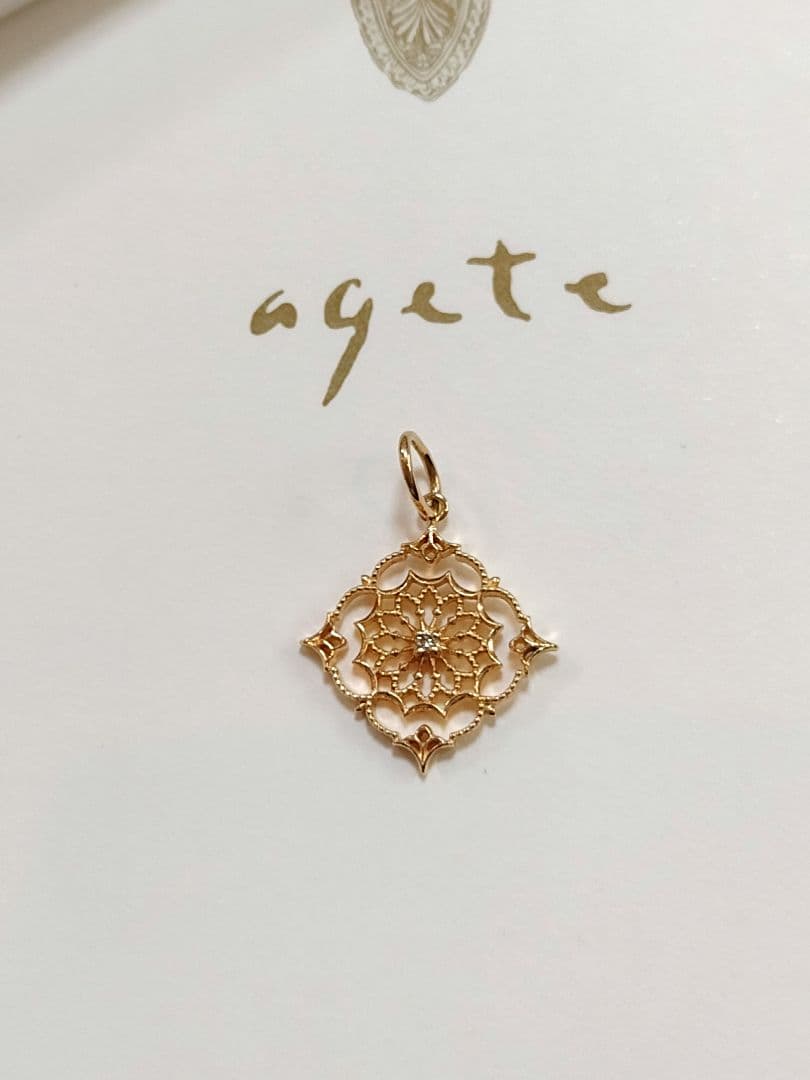販売証明書有り☆agete K10 ダイヤモンドチャーム