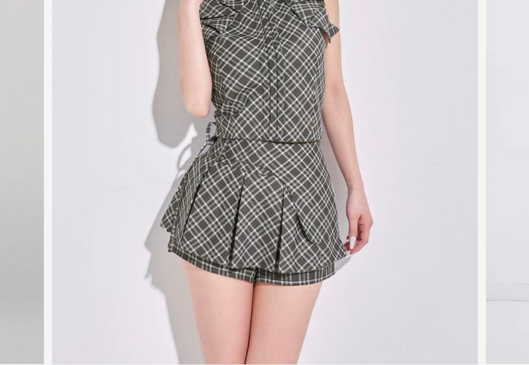 チェックスカートライクショートパンツ