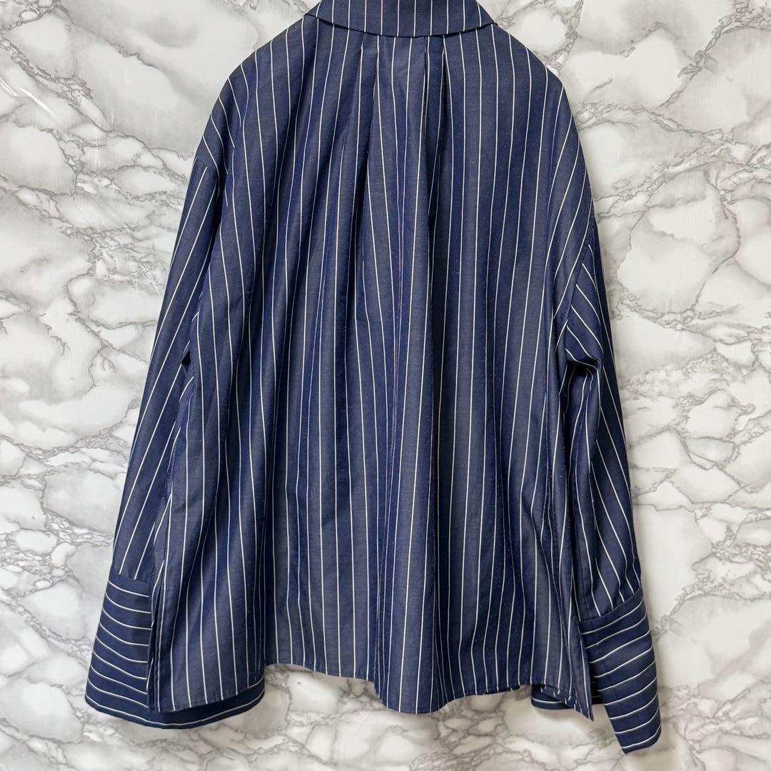 【アドーア】 ストライプ カジュアルシャツ Lサイズ