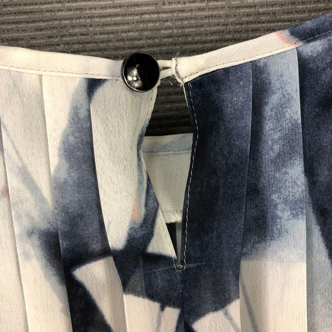 【美品】スペッチオ プリーツ シフォン ワンピース 長袖 ロングワンピース 40