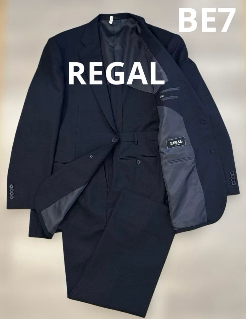 リーガル 形状記憶スーツ セットアップスーツ シンプル紺　大きいサイズ　BE7